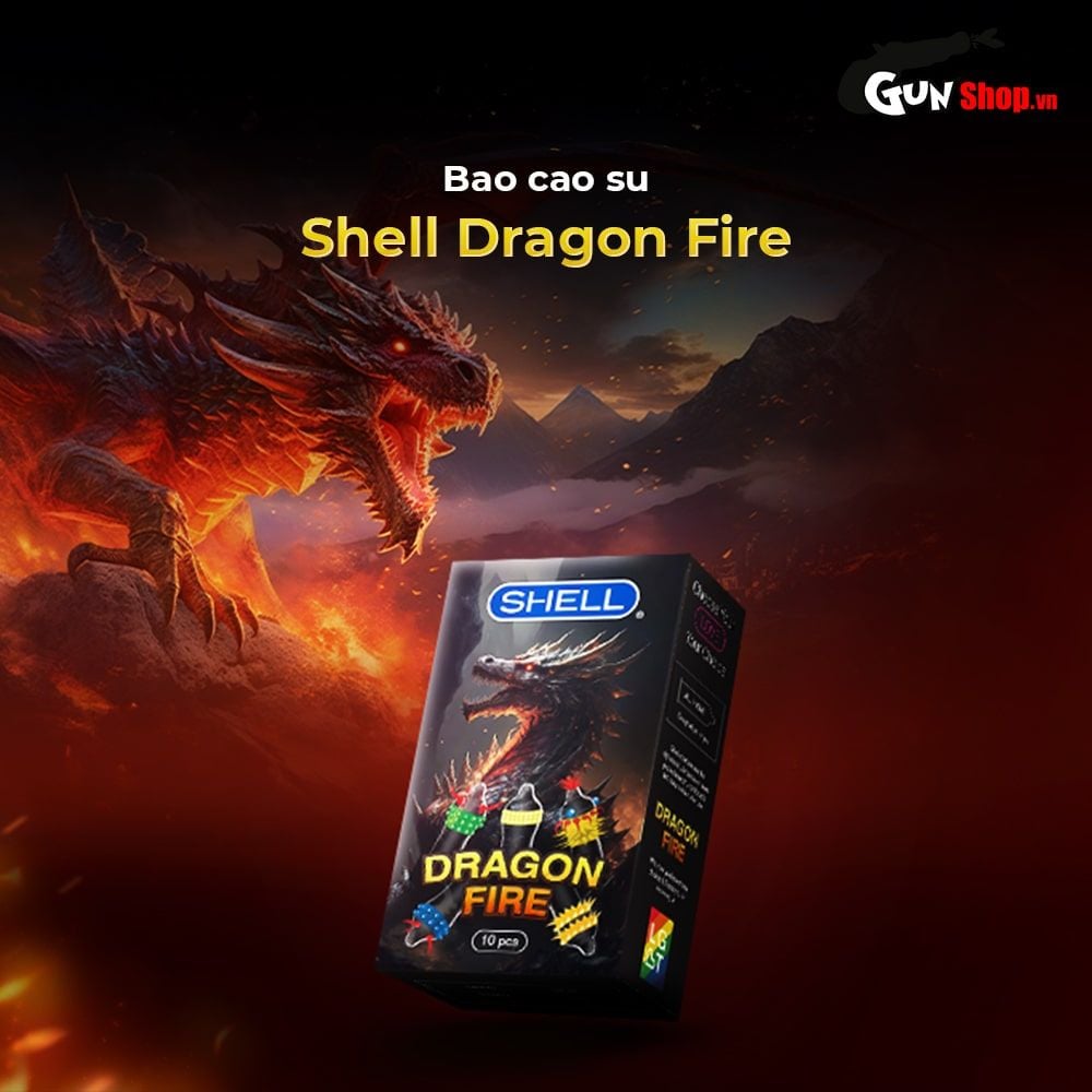 Bao cao su Shell Dragon Fire - Hộp 5 bao gai bi nổi lớn + 5 bao Shell Performax