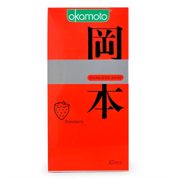 Bao cao su Okamoto Skinless Skin Strawberry hương dâu