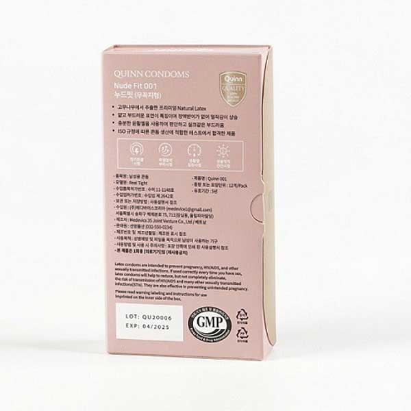 Bao cao su Quinn Nude Fit 0.01 Size 49mm siêu mỏng chống tuột