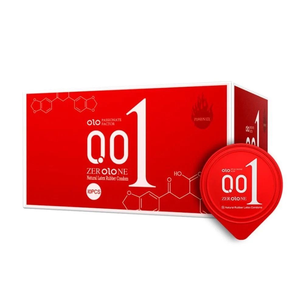 Bao cao su OLO 0.01 Đỏ - Siêu mỏng nóng ấm - Hộp 10 cái