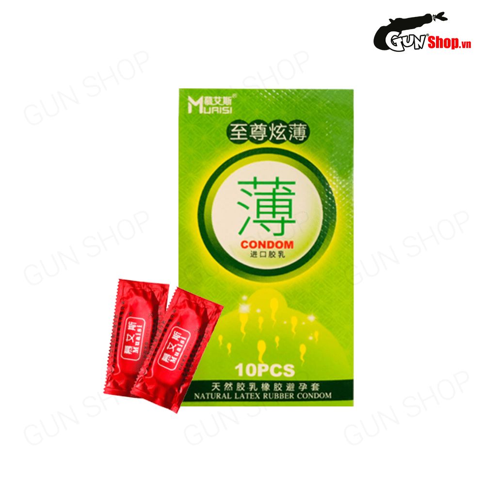 Bao cao su Muaisi Xanh Lá - Siêu mỏng hương dâu - Hộp 10 cái