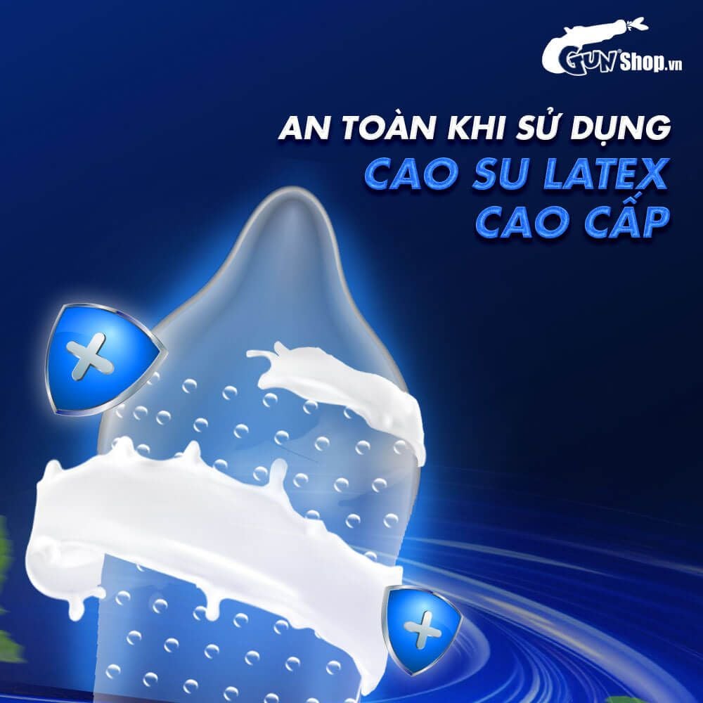 Bao cao su Muaisi Imported Latex Blue - Có hạt - Hộp 12 cái