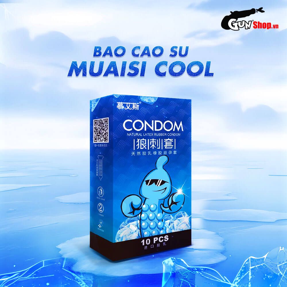 Bao cao su Muaisi Cool - Siêu điểm nổi mát lạnh - Hộp 10 cái